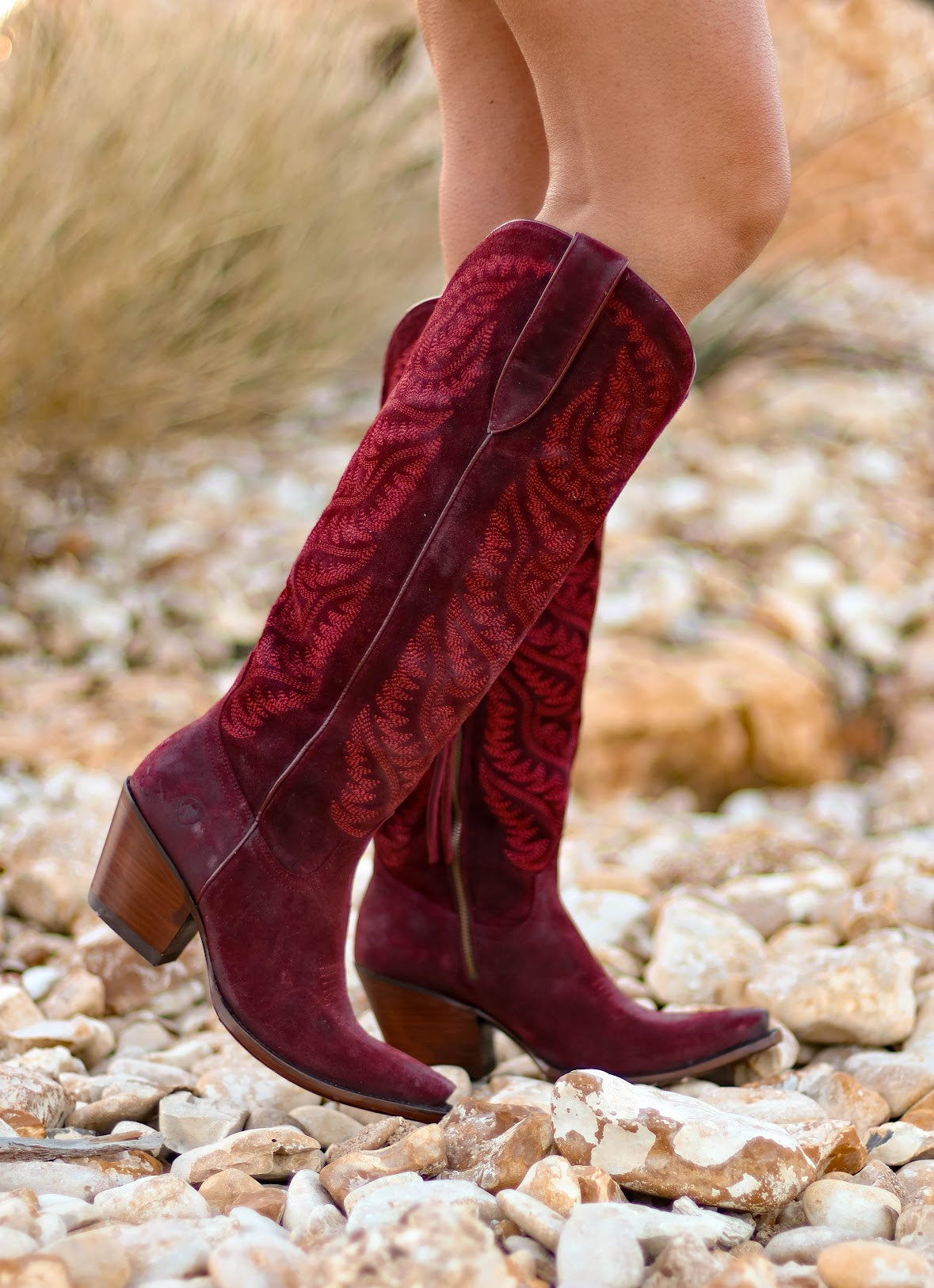 ARIAT LARAMIE SUEDE BOOT- BURGUNDY – Bar Boutique