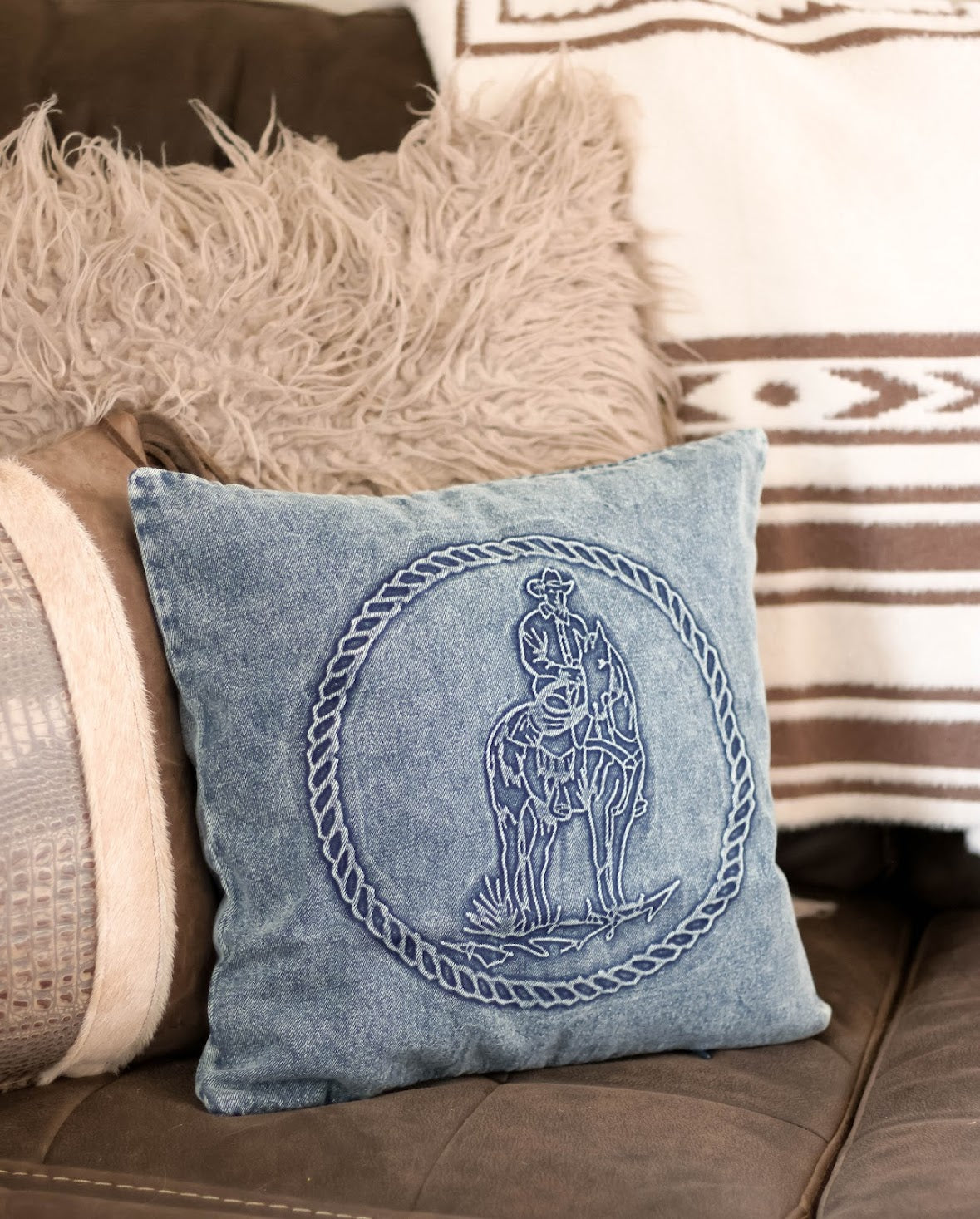 VINTAGE COWBOY DENIM PILLOW CASE