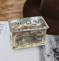 RUSTIC SILVER 3 STONE BOX