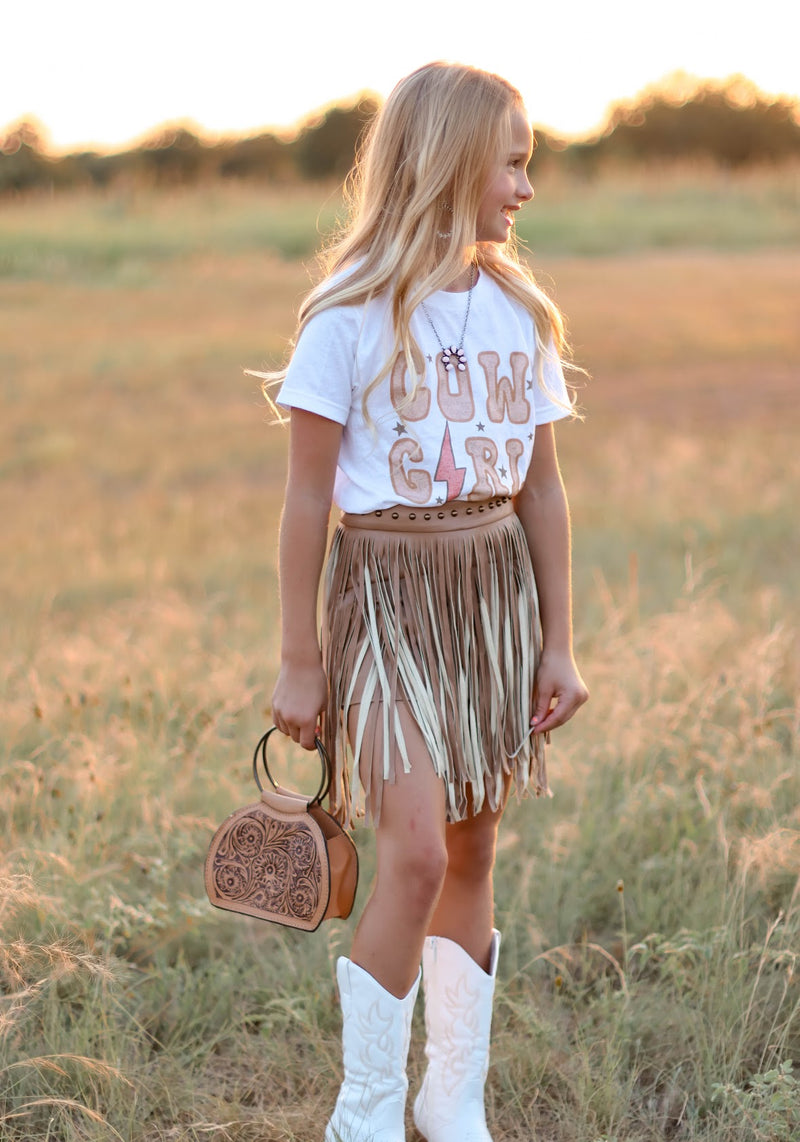 GIRL'S SANDY LEATHER SKIRT