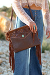 THE JACIE LEATHER PURSE - DARK BROWN