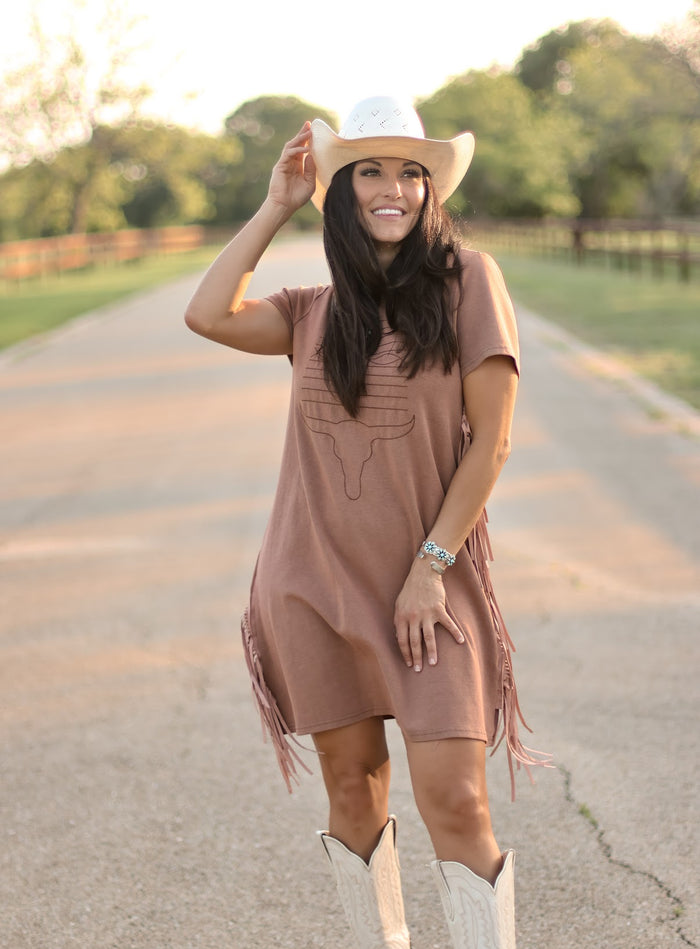 THE BOOT STITCH FRINGE DRESS