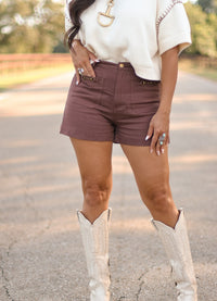 THE BLOOMER SHORTS-BROWN