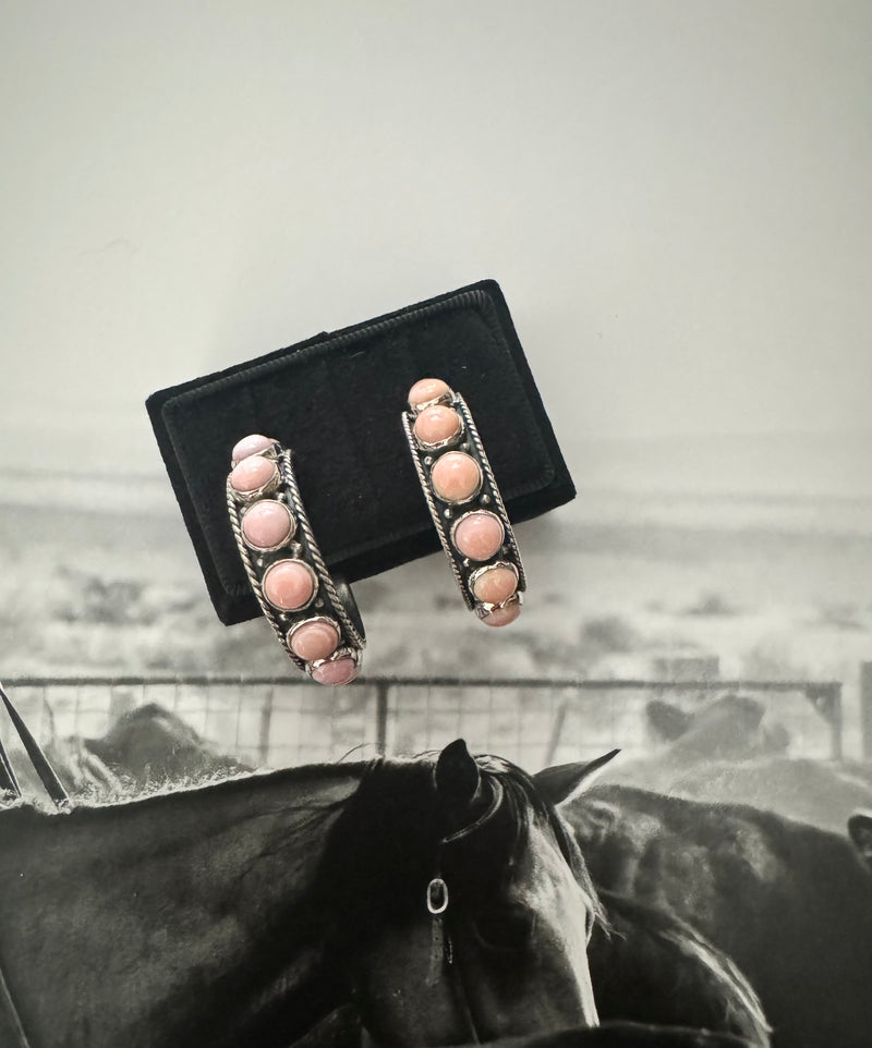 PINK CONCH HOOP EARRINGS