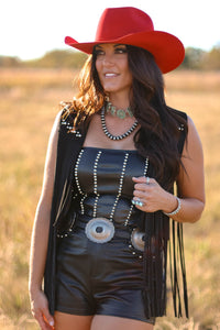 CYA LATER HORSESHOE FRINGE VEST