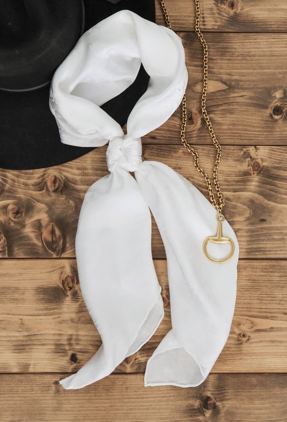 JACQUARD WHITE SILK WILD RAG