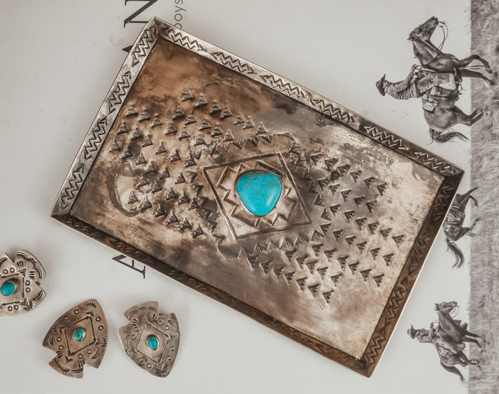 RUSTIC SILVER STAMPED TRAY