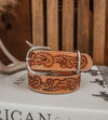 DOUBLE J - NATURAL LEATHER WHIRLWIND TOOLED BELT