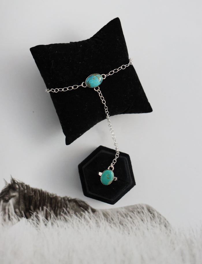 THE LORENA HAND CHAIN - TURQUOISE