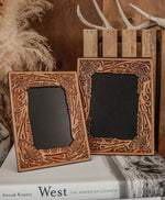 HAND-TOOLED PICTURE FRAME-NATURAL