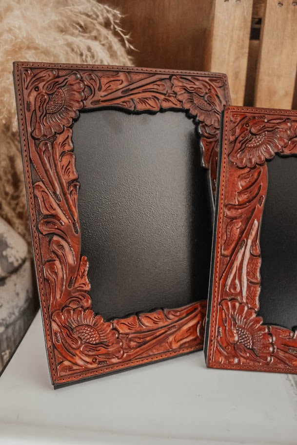HAND-TOOLED PICTURE FRAME-AUBURN