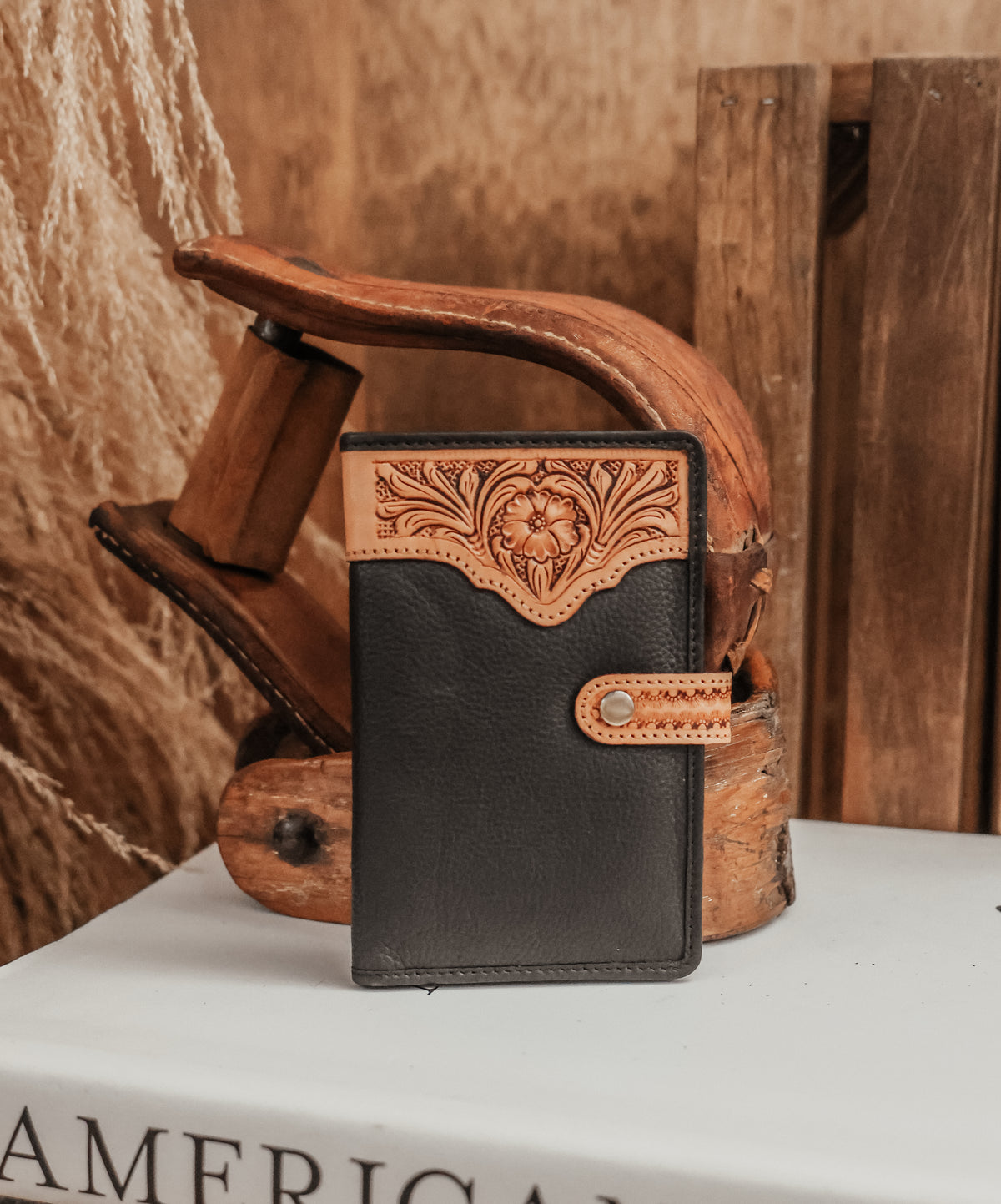 TOOLED LEATHER PASSPORT COVER