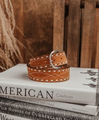 DOUBLE J SADDLERY ROUGH OUT BUCK STITCH BELT