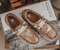 ARIAT FOILED ROSE FRINGE SHOE