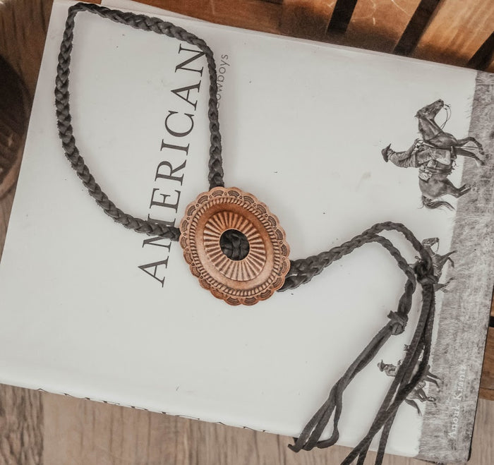 DOUBLE J SADDLERY CHOCOLATE ELK SKIN NECKLACE