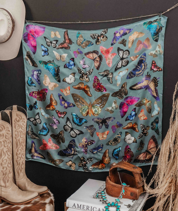 BUTTERFLIES SILK WILD RAG