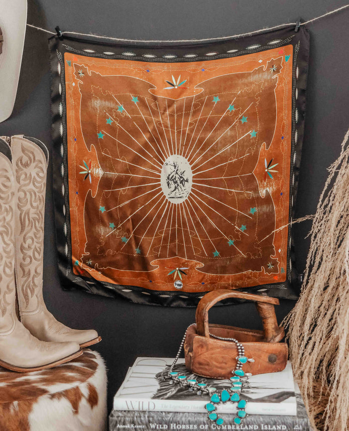 WESTERN YOKE SILK WILD RAG- 26"