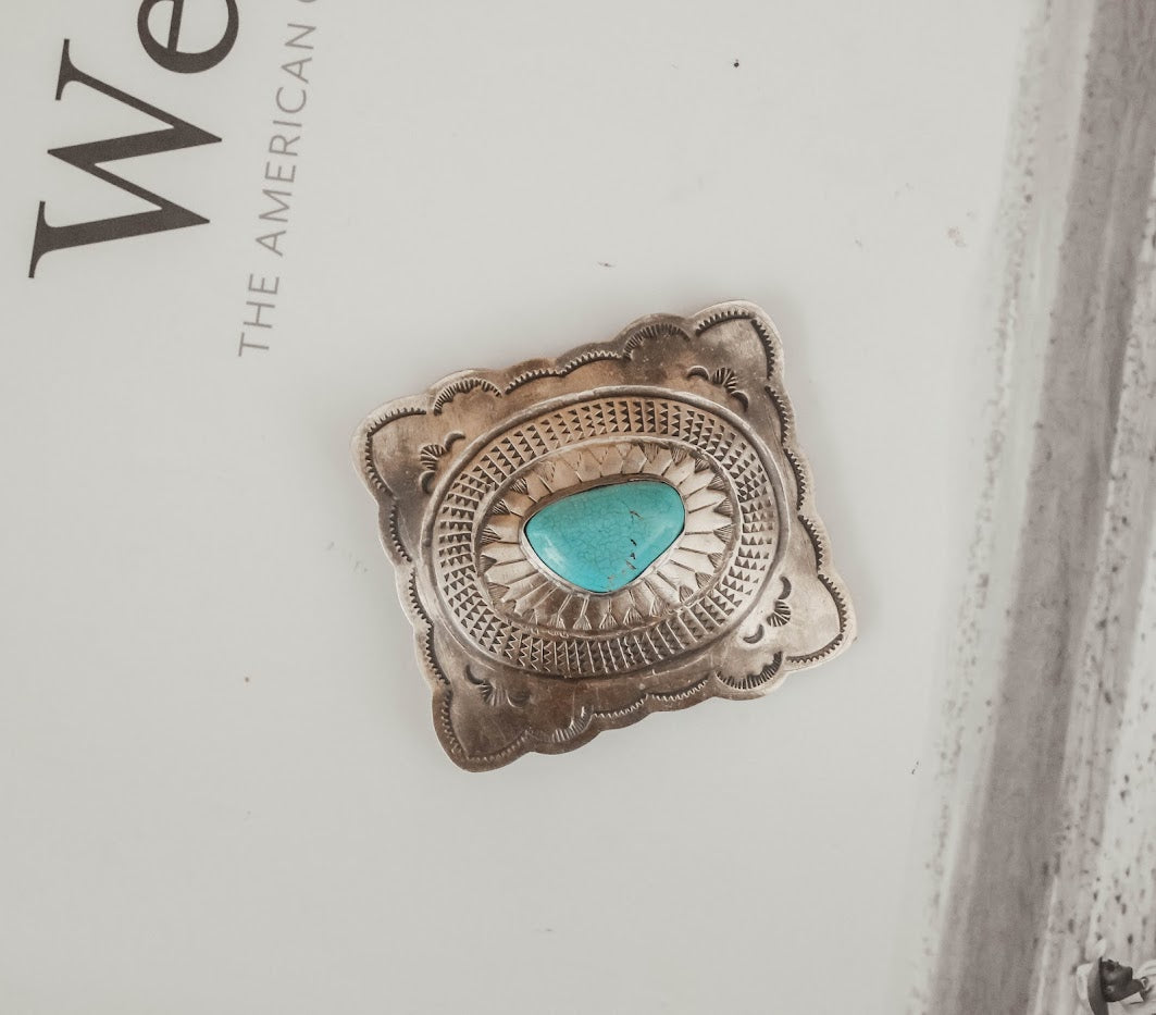 RUSTIC SILVER STAMPED BUCKLE