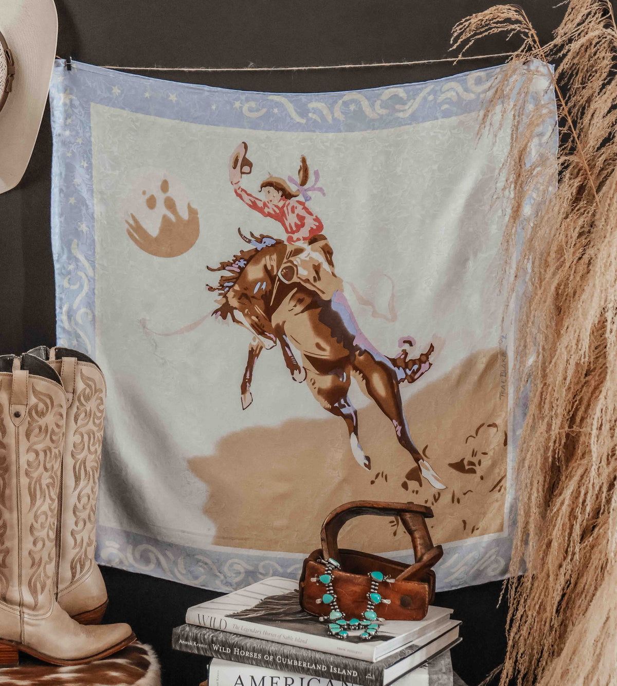 BLAKE BLUE COWGIRL SILK WILD RAG