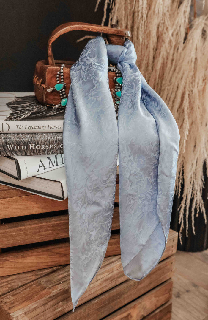 JACQUARD SLATE BLUE SILK WILD RAG