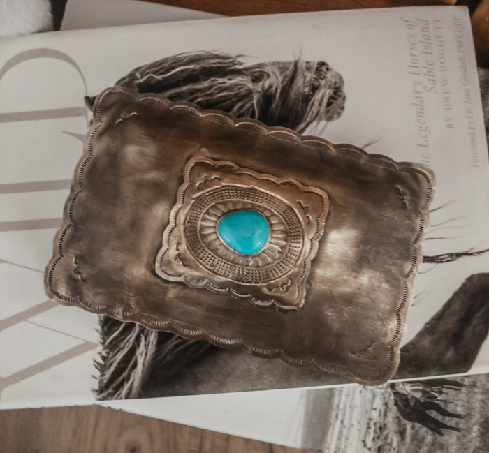 STAMPED RECTANGULAR BOX W/ CONCHO