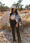 COWHIDE FRINGE JACKET- BLACK