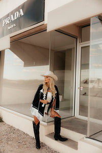 BABE SUEDE CAPE-BLACK & WHITE