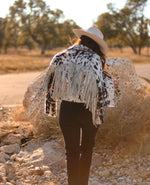 COWHIDE FRINGE JACKET- BLACK