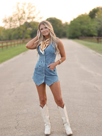 THE LAINEY DENIM ROMPER