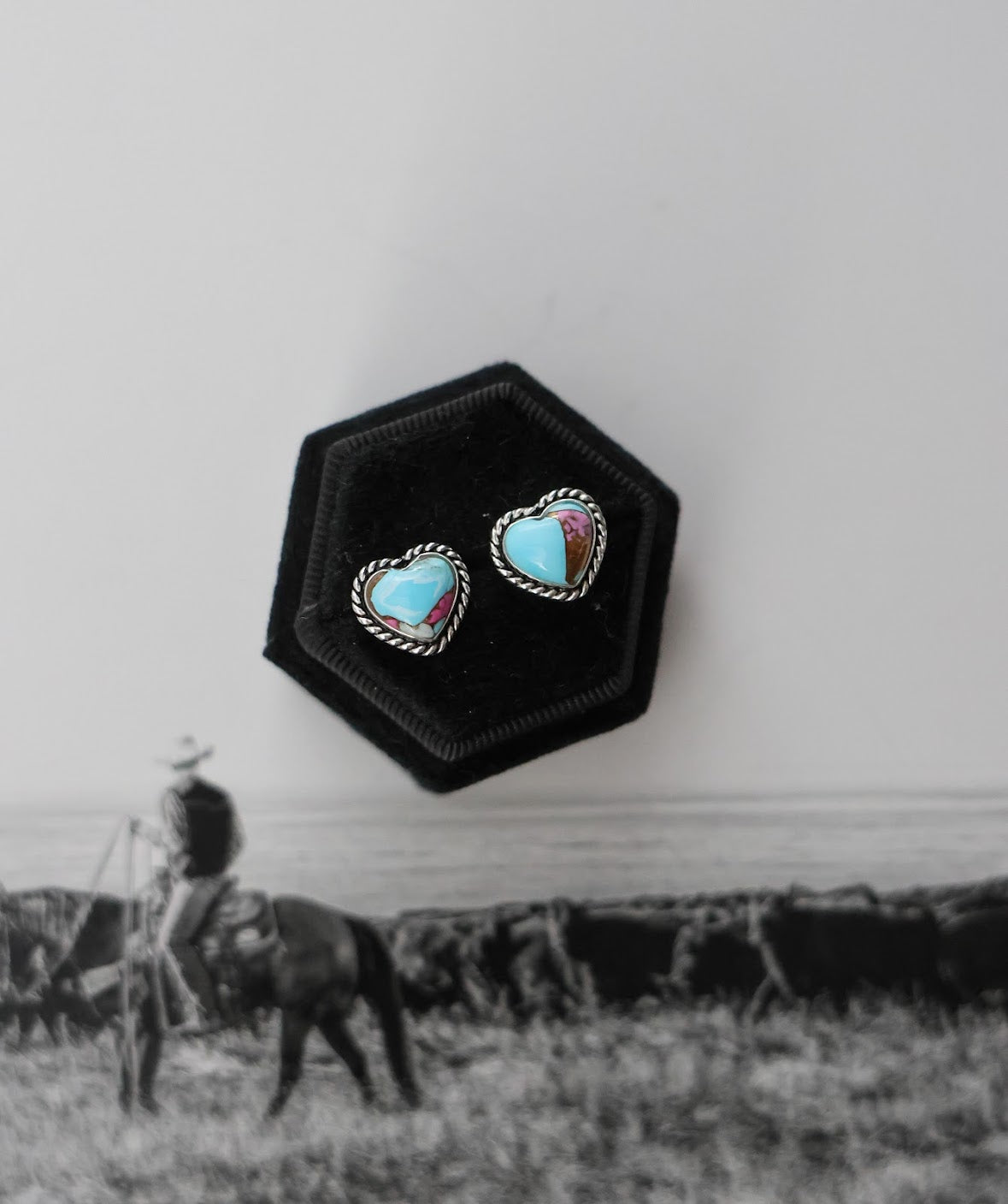 COTTON CANDY HEART STUD EARRINGS