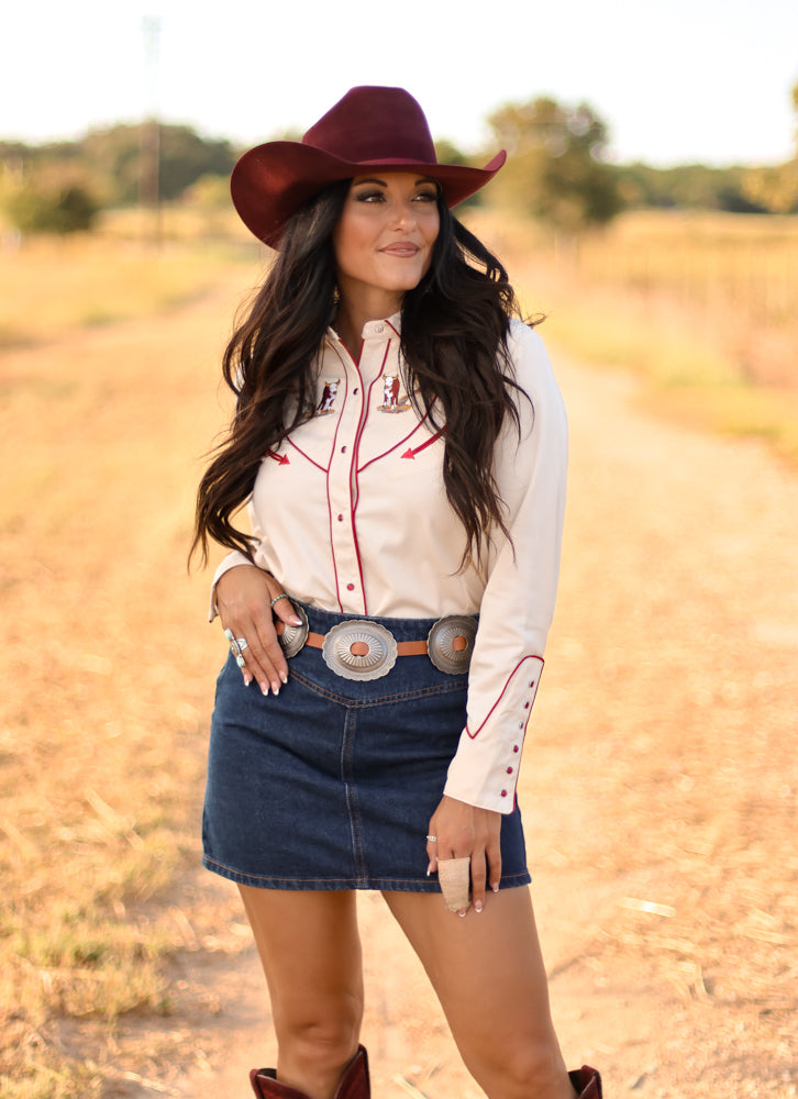 SCULLY CATTLE ROPER EMBROIDERED TOP