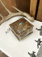 SQUARE STAMPED BOX W/ TURQUOISE