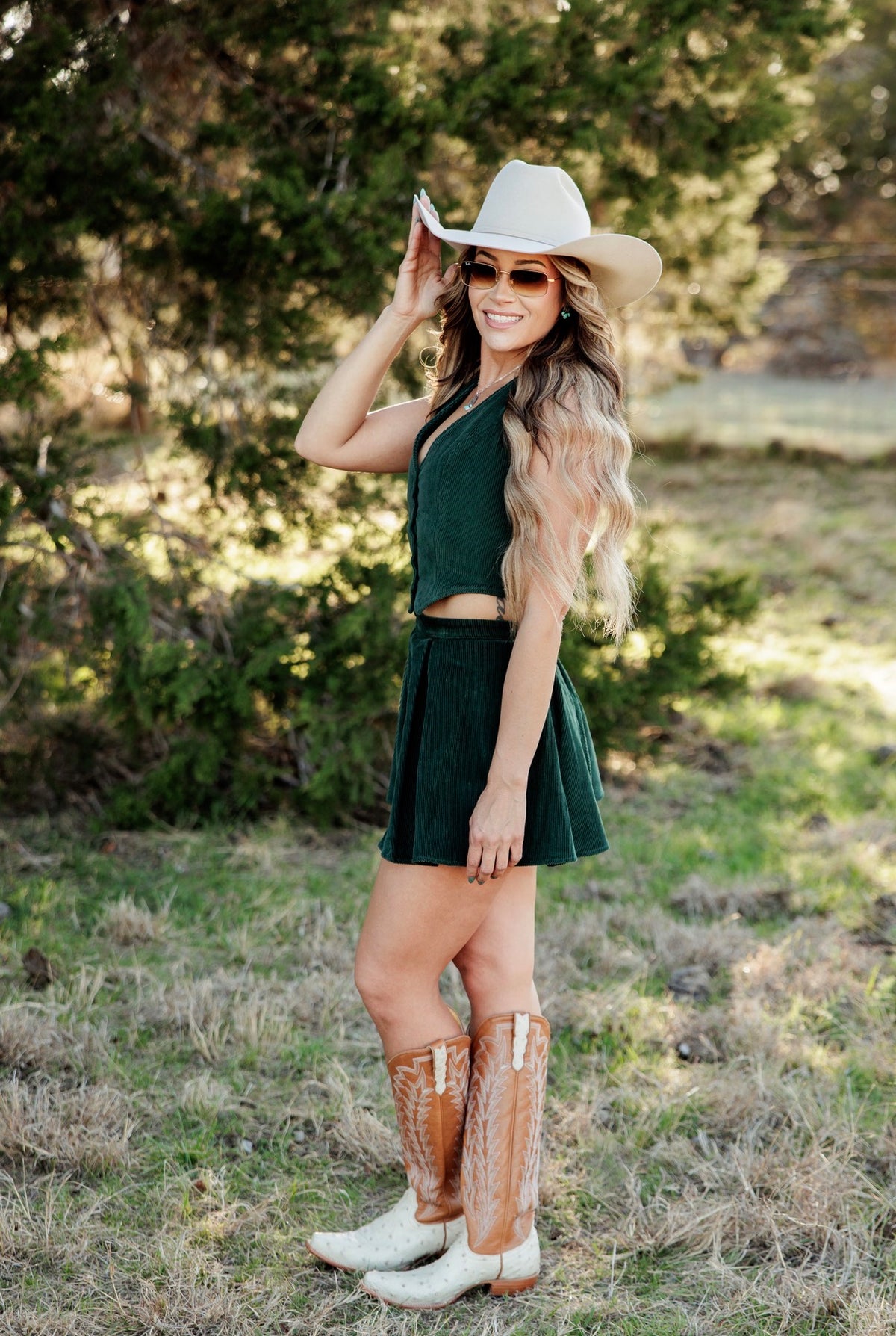 MAVERIX CORDUROY GOLF SKIRT-ROYAL GREEN