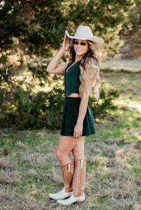 MAVERIX CORDUROY GOLF SKIRT-ROYAL GREEN
