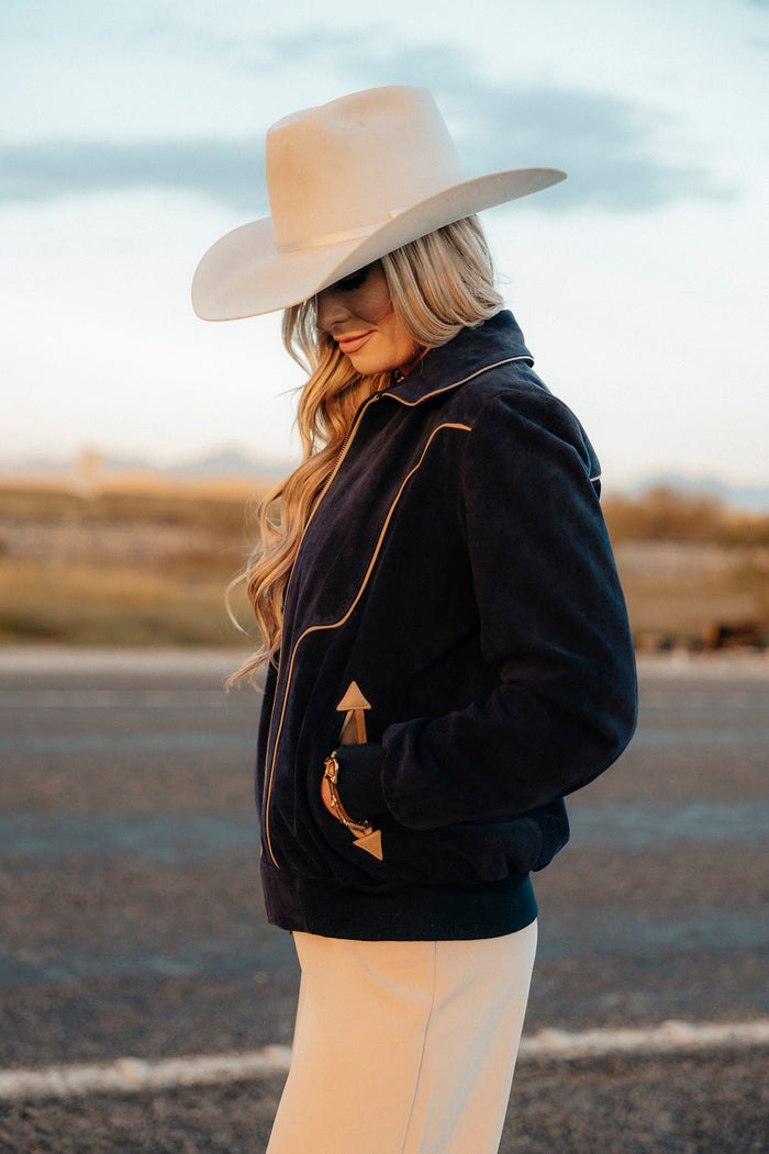 LET'S GET LUCKY BOMBER JACKET-NAVY