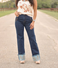 THE KYLAR BOOT STITCH CUFF JEANS