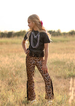 GIRL'S AMBER LEOPARD FLARE PANTS