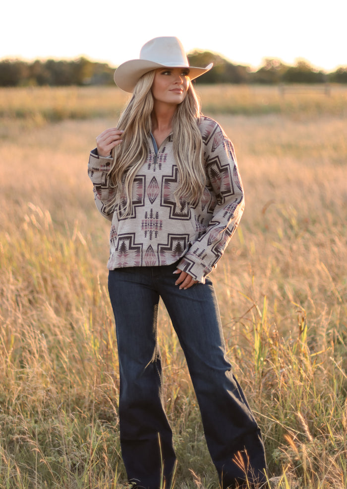 PENDLETON TAUPE MIX HARDING HALF ZIP PULLOVER