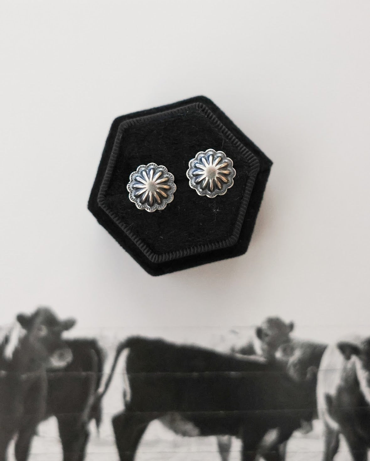 MINI CONCHO STUD EARRINGS