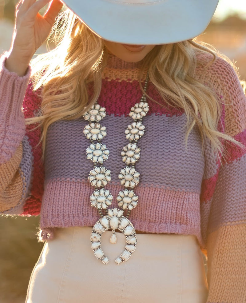 FULL WHITE SQUASH BLOSSOM NECKLACE