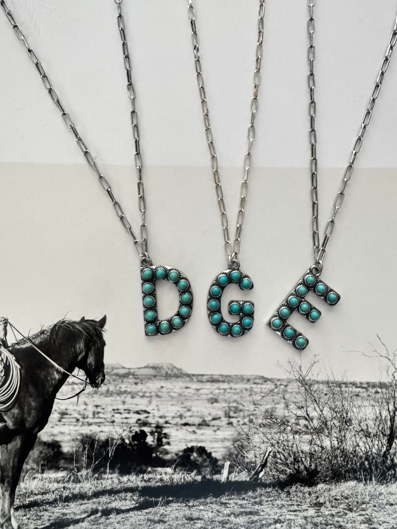 TURQUOISE INITIAL NECKLACE