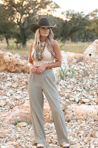 THE TESS TROUSER PANTS-OLIVE