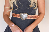 DOUBLE J - NATURAL LEATHER WHIRLWIND TOOLED BELT