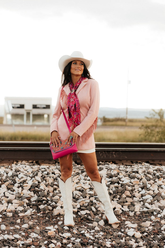 THE KURTMEN FIESTA CRYSTAL CROSSBODY-PINK