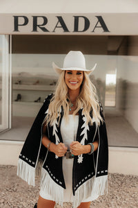 BABE SUEDE CAPE-BLACK & WHITE