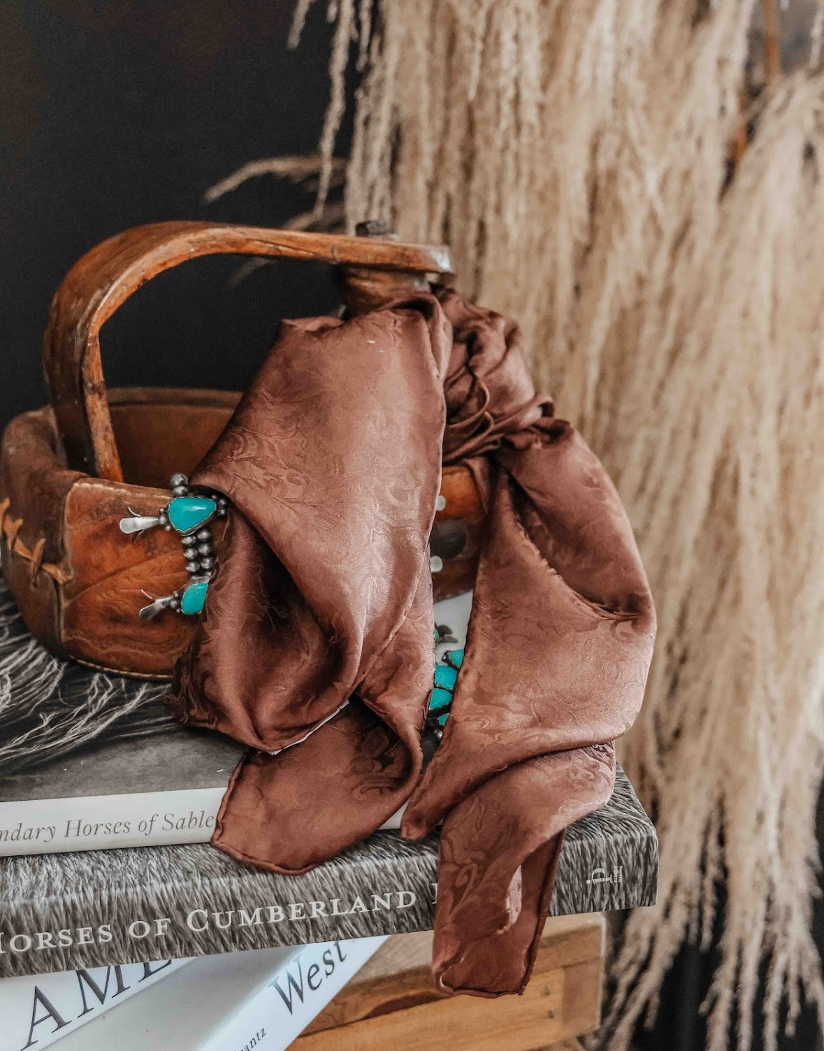 JACQUARD CHOCOLATE SILK WILD RAG