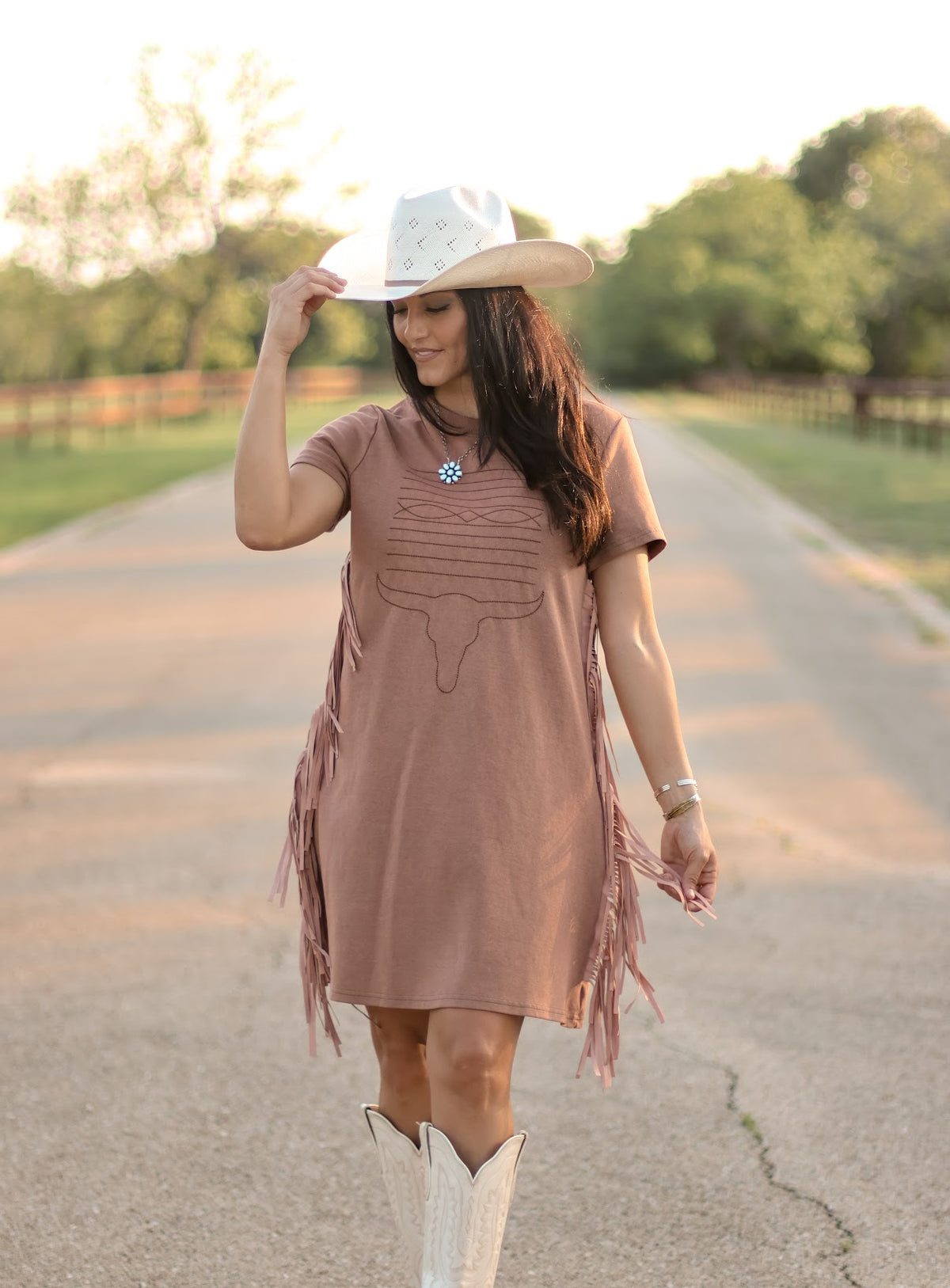 THE BOOT STITCH FRINGE DRESS