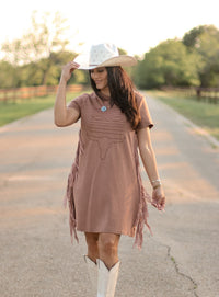 THE BOOT STITCH FRINGE DRESS