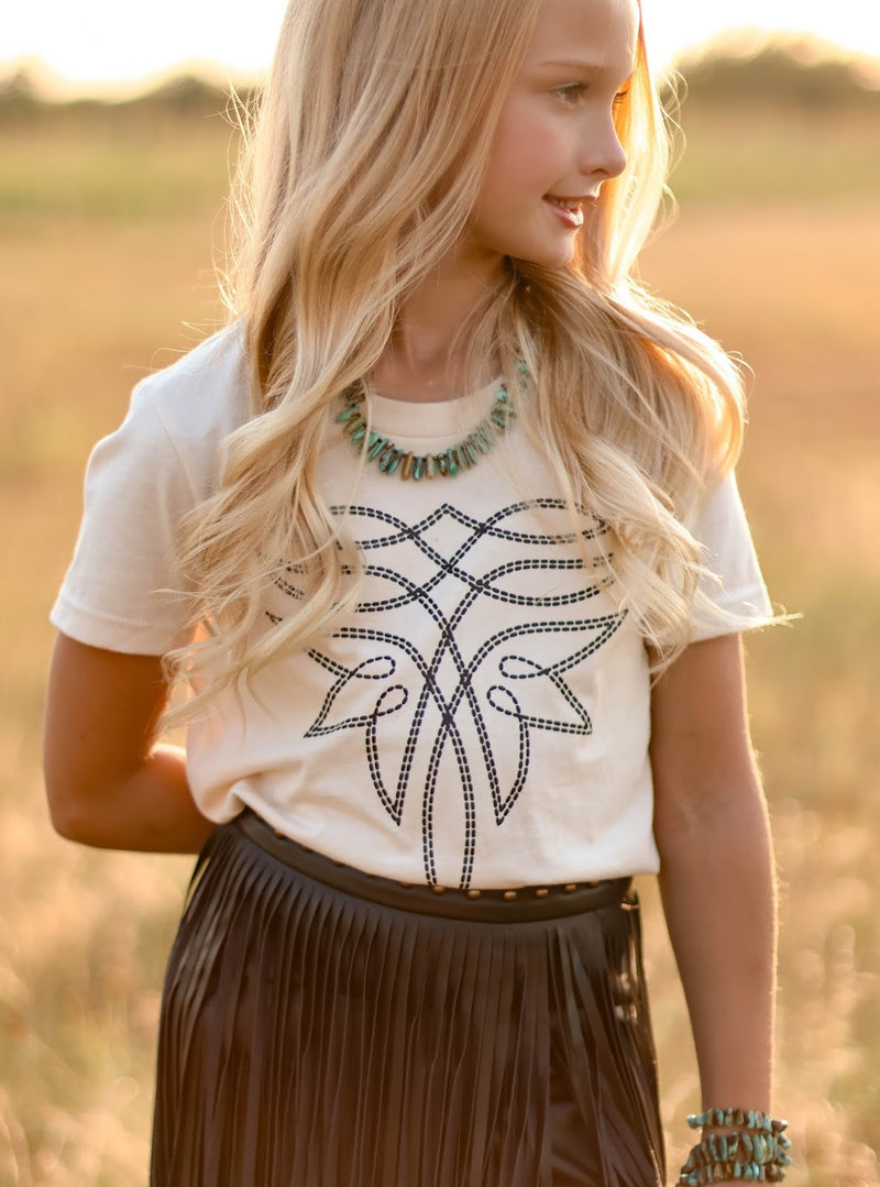 GIRL'S WESTERN BOOT STITCH TEE