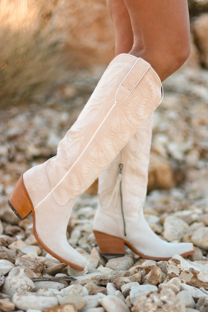 ARIAT LARAMIE SUEDE BOOT - WHITE